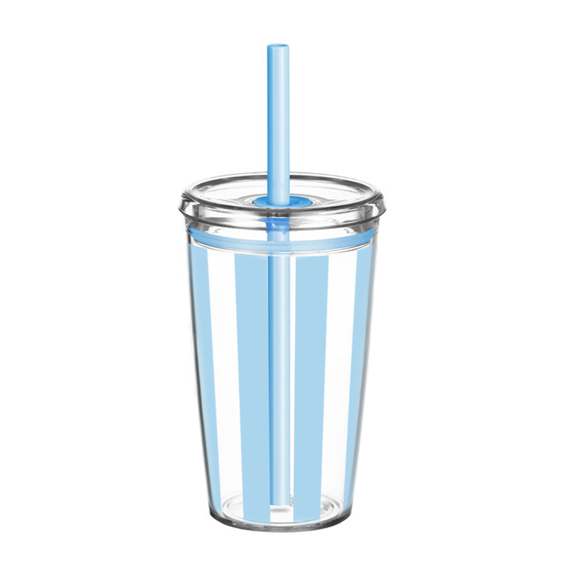 Wholesale 450ml Tritan straw cup milk tea cup coffee cup with printing simple straw cup